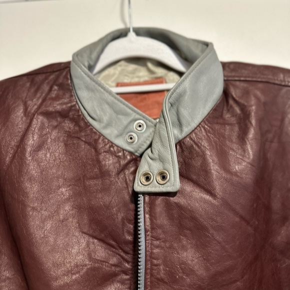 Vintage Mens Sz:M Indian Run Gray & Maroon Leather Motorcycle Jacket. Full Zip. - Picture 11 of 15